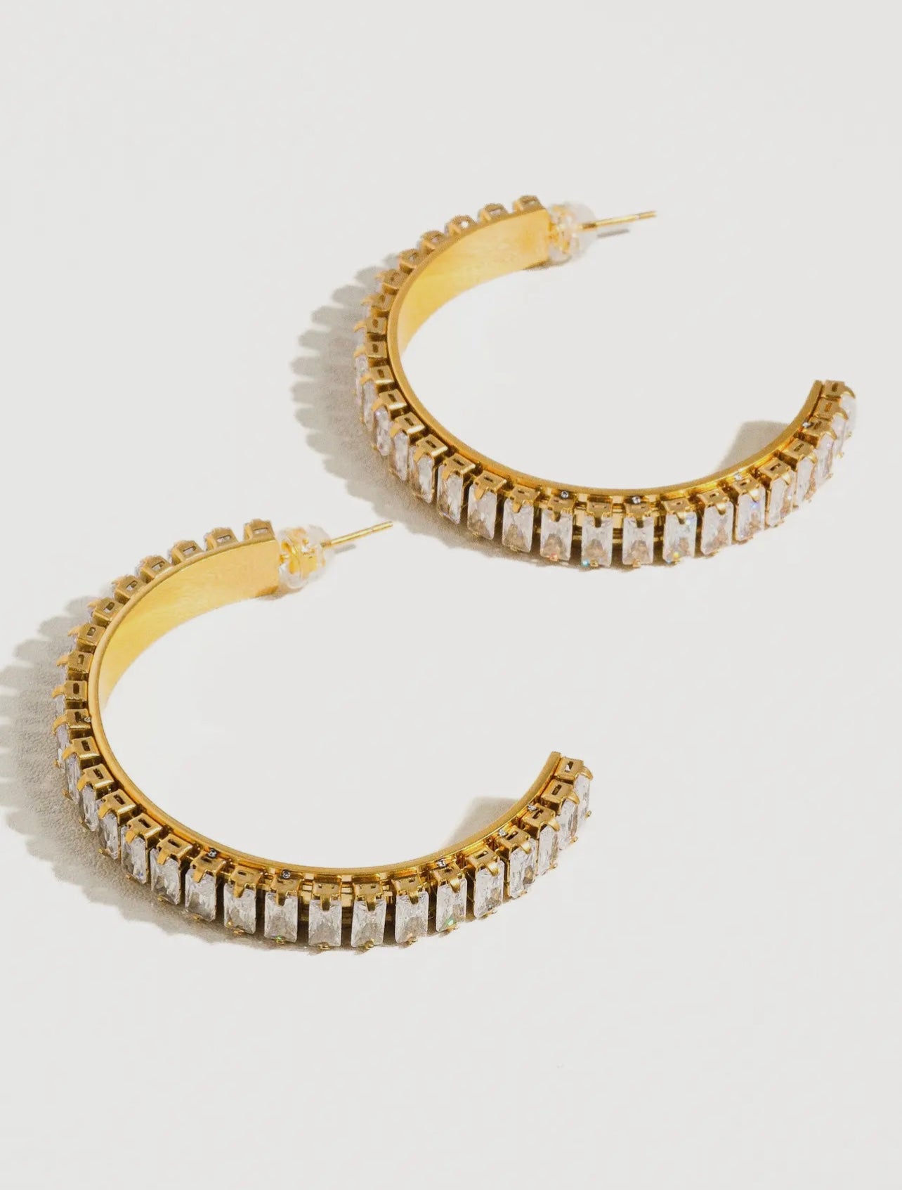 Large rhinestone hoops non tarnish