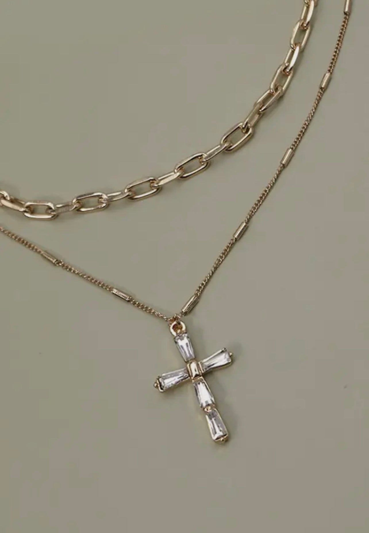 Rhinestone Cross Multi Necklace