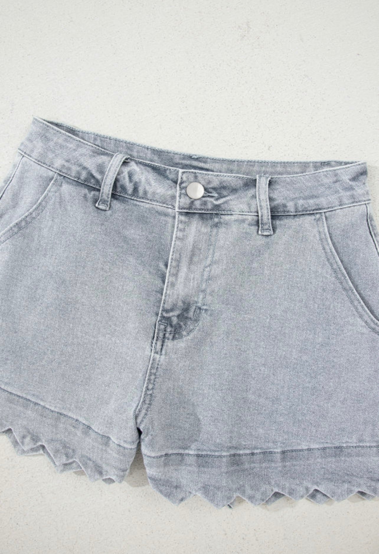 Scallop Denim Shorts