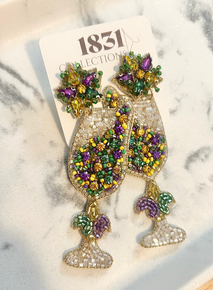 Mardi Gras Champagne earrings