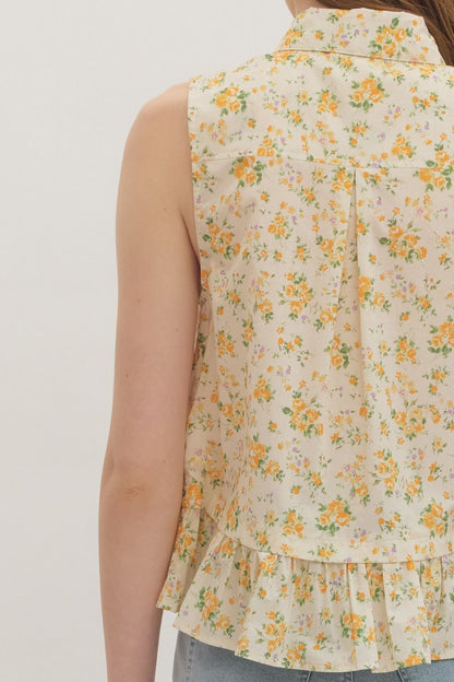 Self tie collar sleeveless top