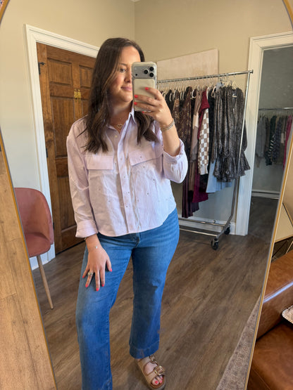 Lavender rhinestone button down