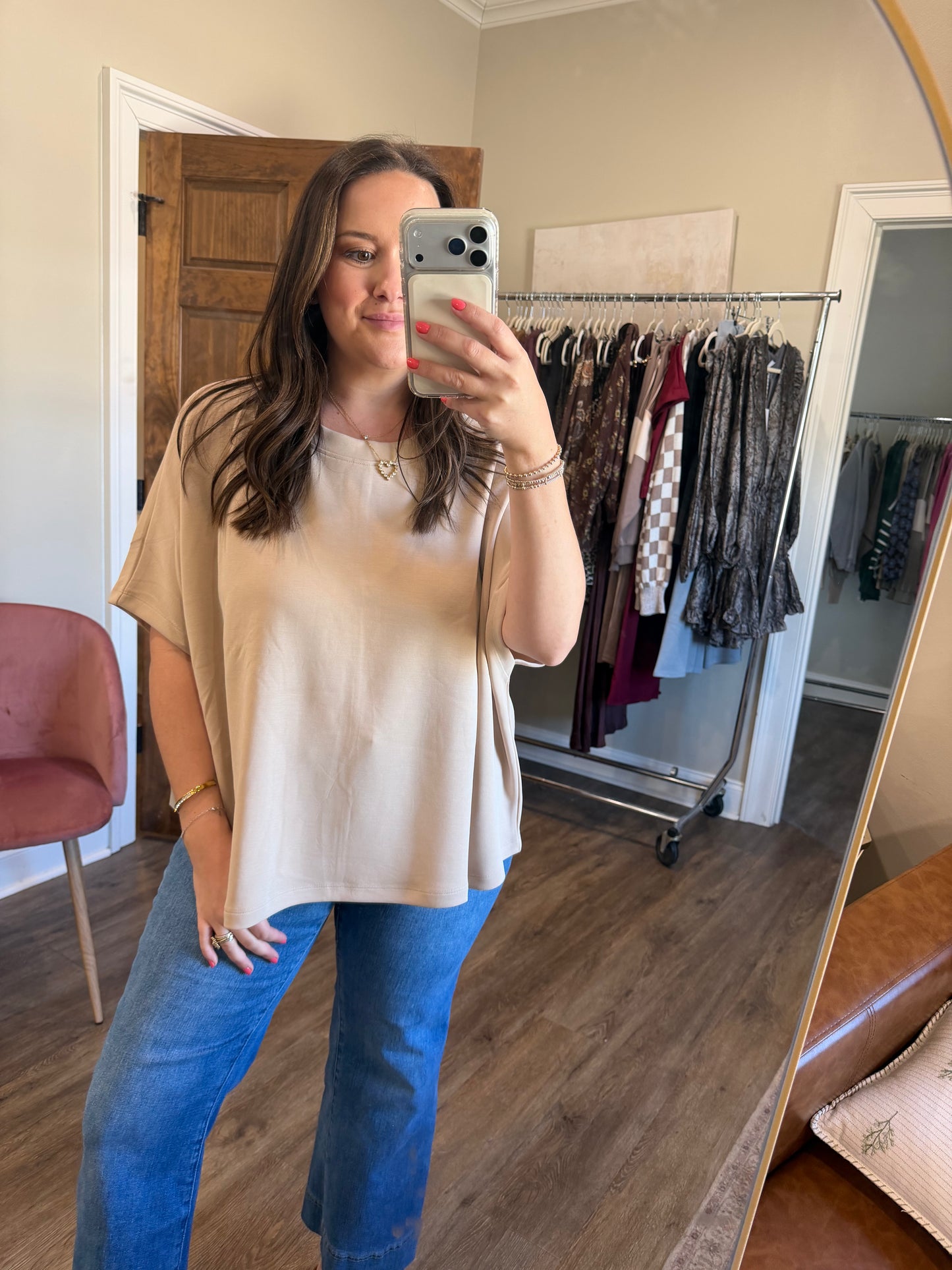 Boatneck everyday Tee tan