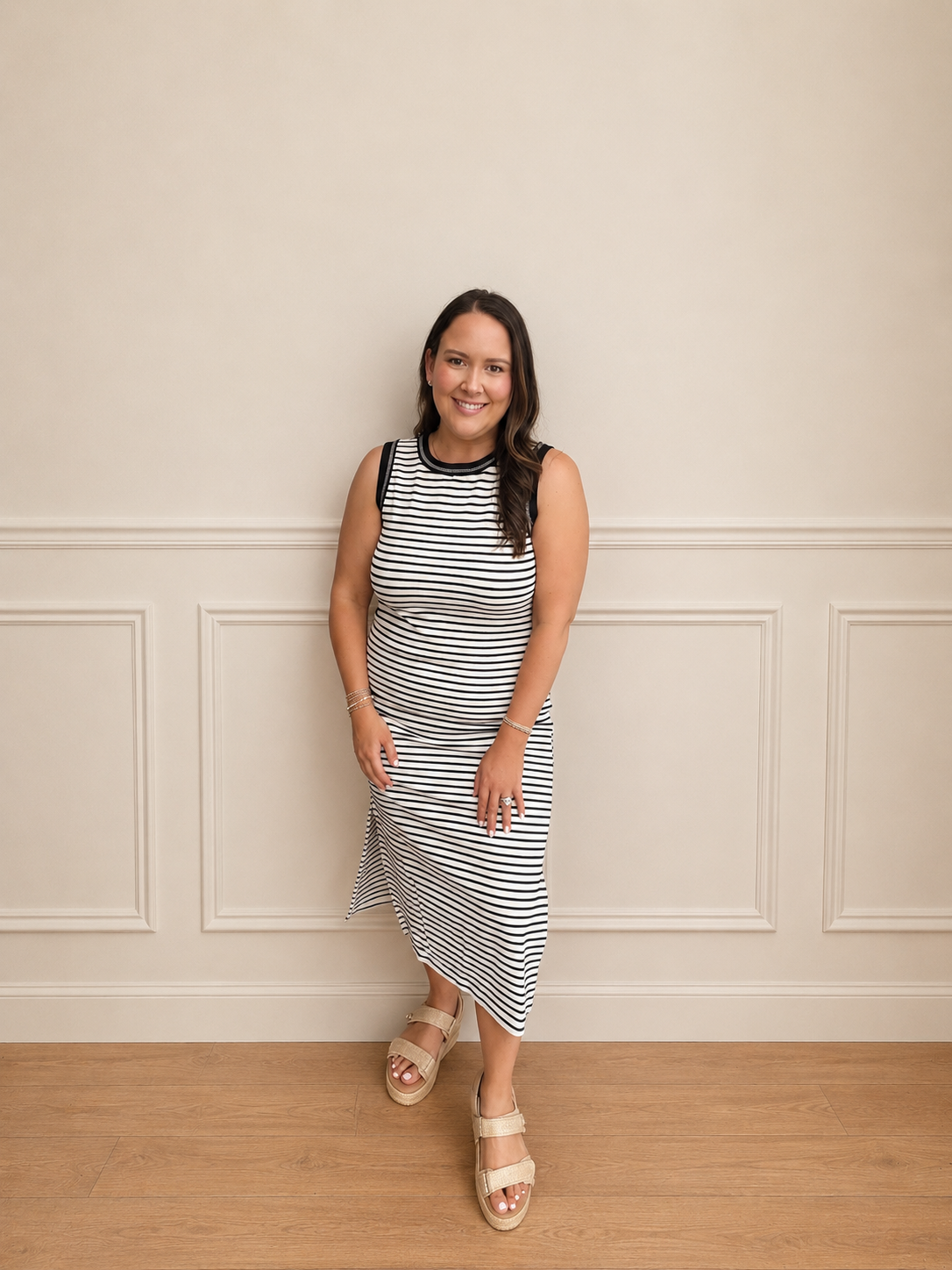 Stripe fitted everyday dress