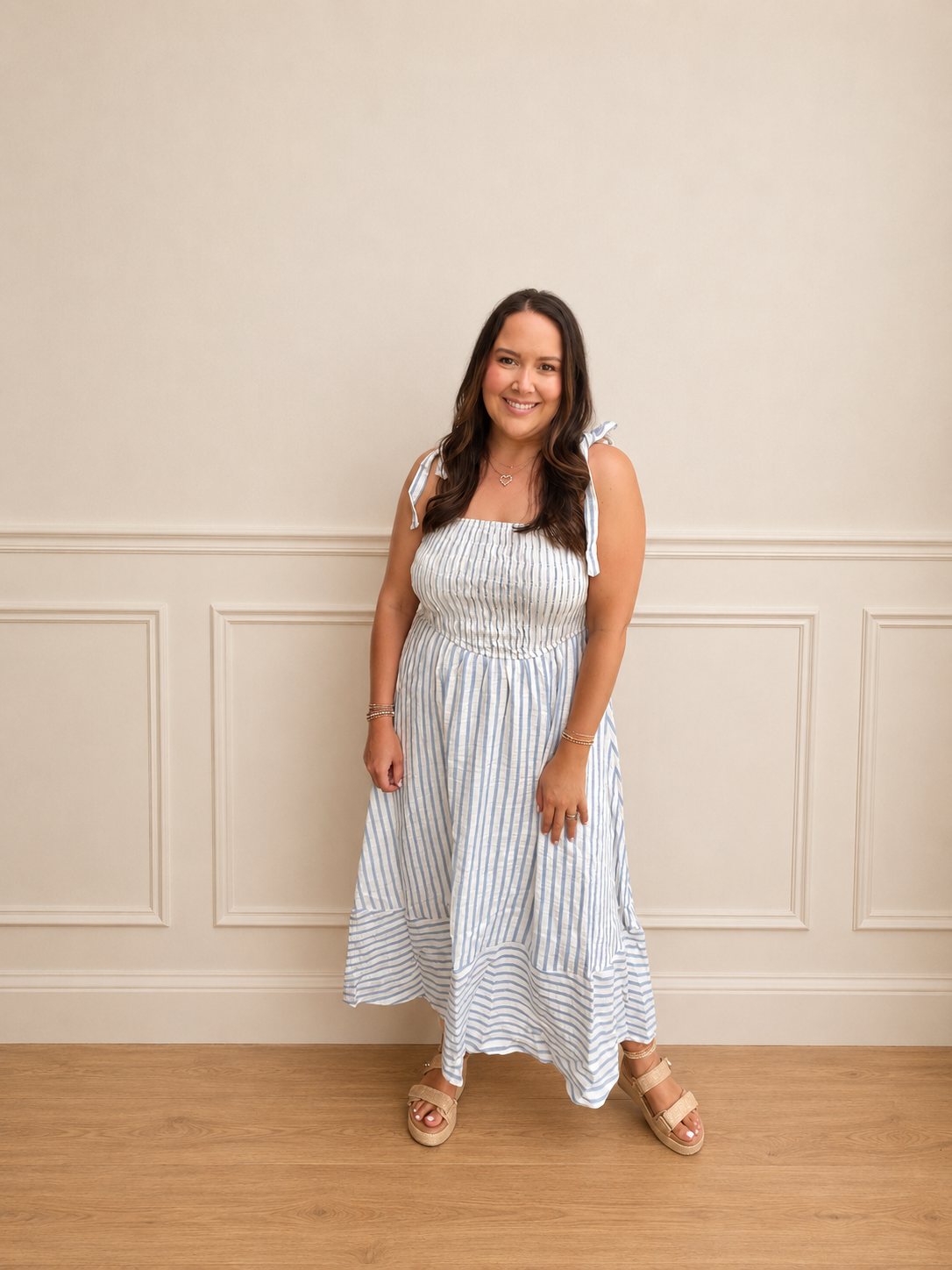 Stripe smock dress blue