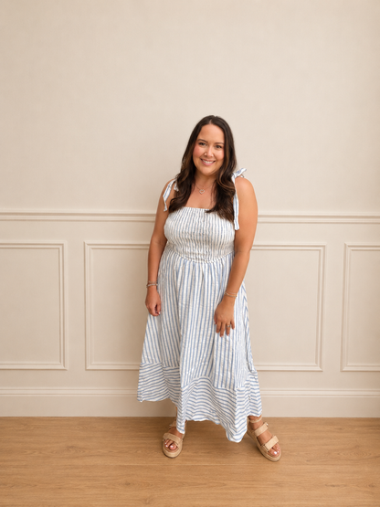 Stripe smock dress blue