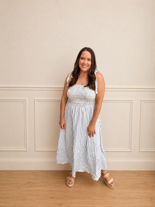 Stripe smock dress blue