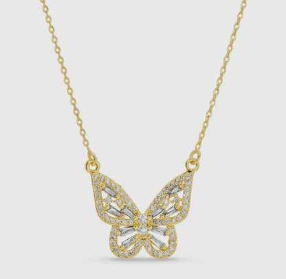Rhinestone Butterfly Necklace