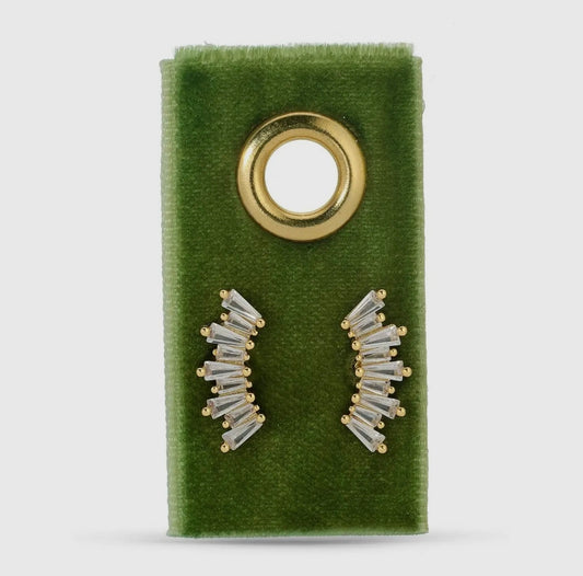 Curved Baguette Studs on Velvet Tag