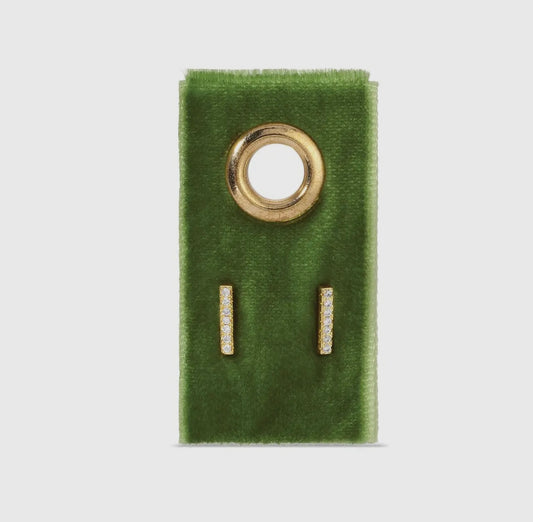 Pave Bar Studs on Velvet Tag