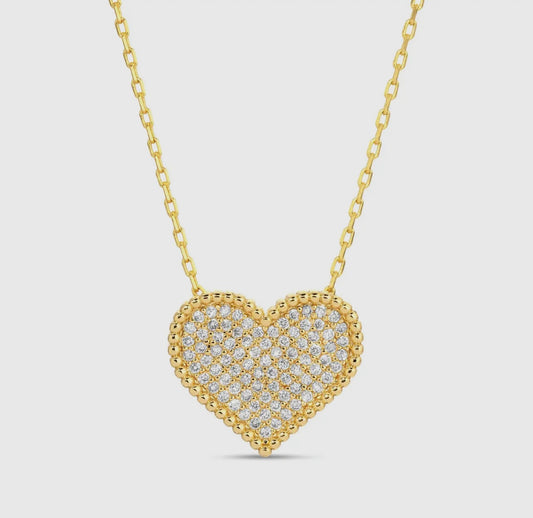 3D Rhinestone Heart Necklace