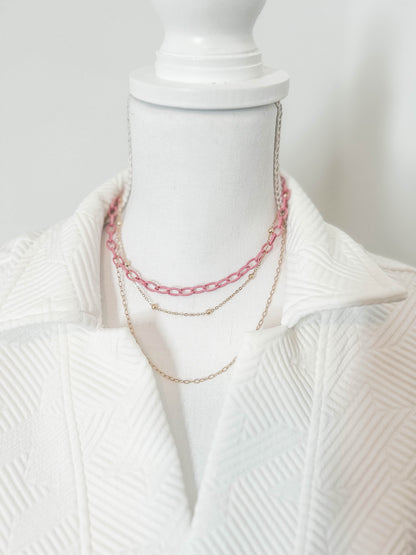 Pink Chain Multi Layer Necklace