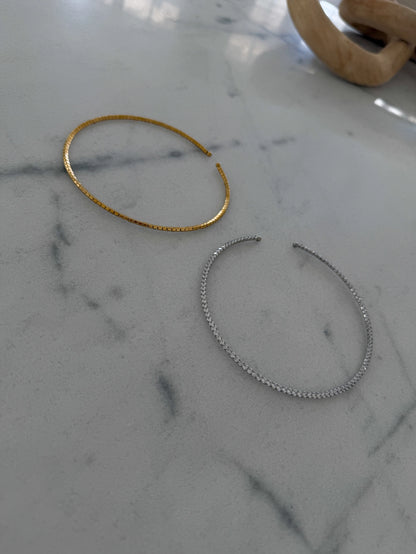 Rhinestone Tennis Choker Necklace Gold