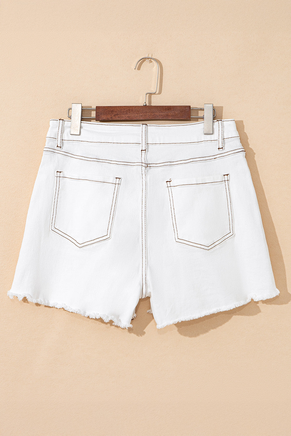 White Raw Hem Denim Shorts