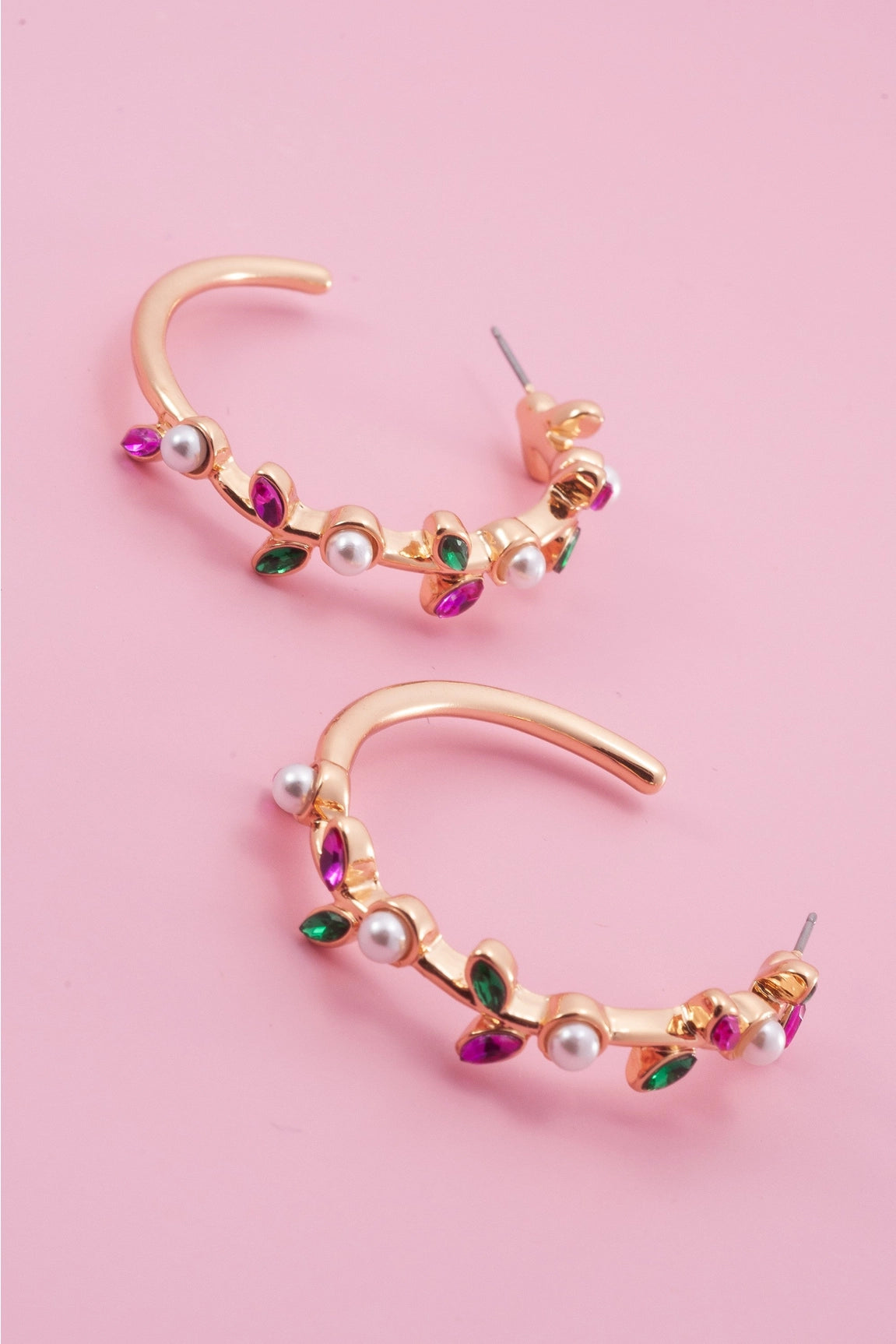 Flower Rhinestone Hoops
