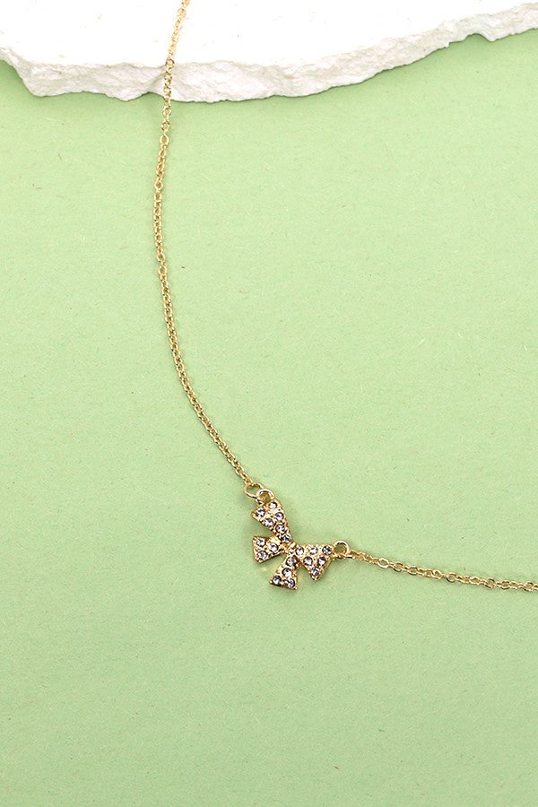 Rhinestone Bow Necklace