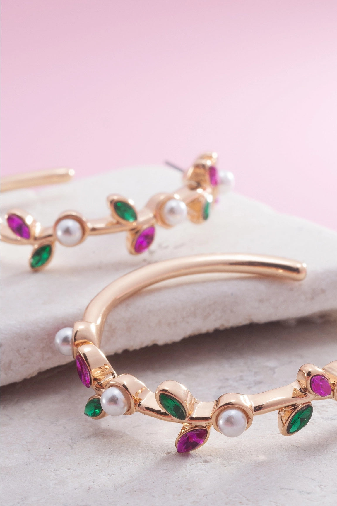 Flower Rhinestone Hoops